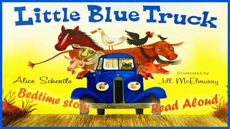 A book cover for "Little Blue Truck" featuring a blue truck and various animals in a playful and whimsical scene.