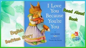 "I Love You Because You're You" book cover with a parent and child playing together.